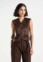 suede-wrap-waistcoat-with-belt-brown