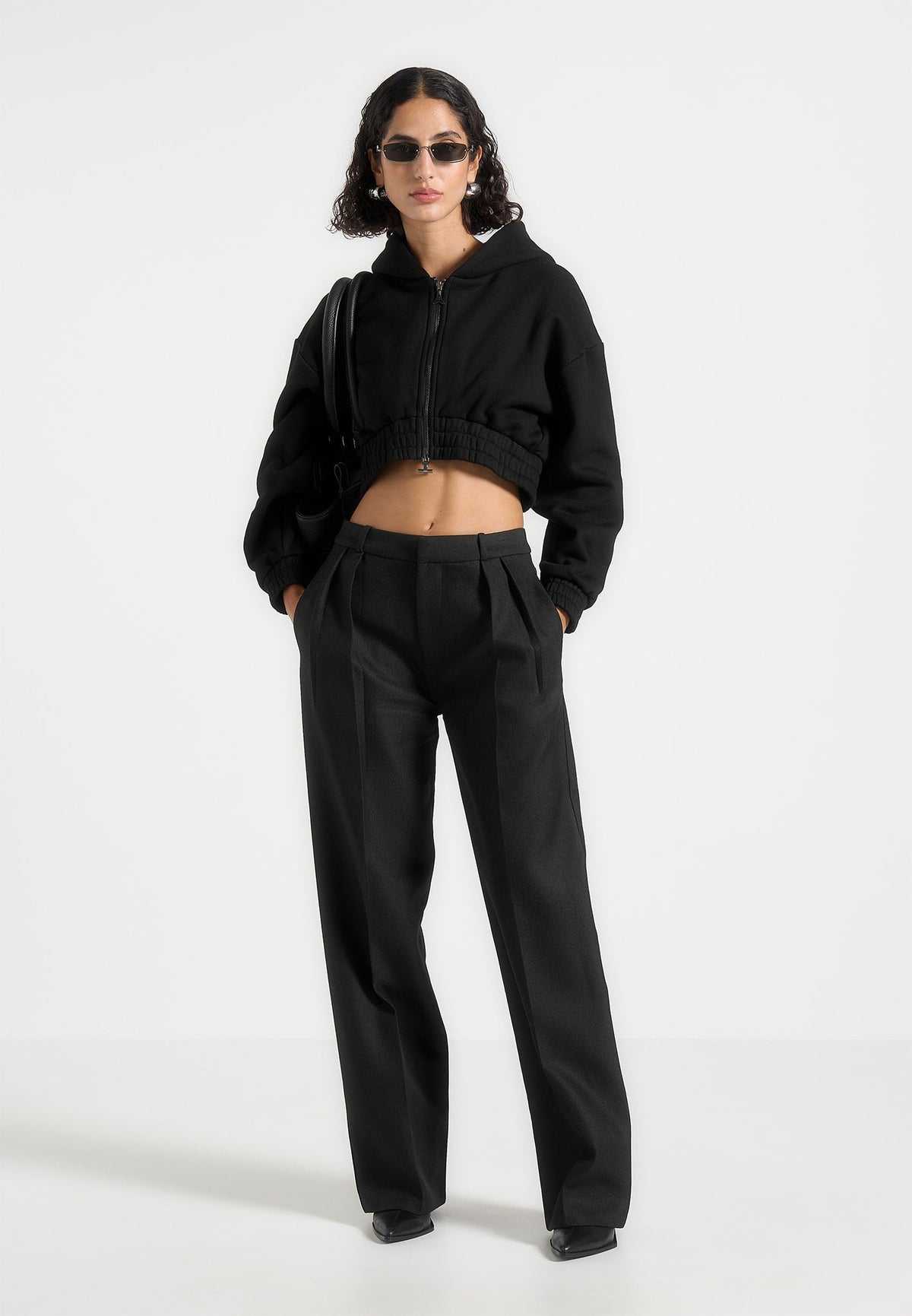 Josiane - Relaxed Zip Through Hoodie - Black