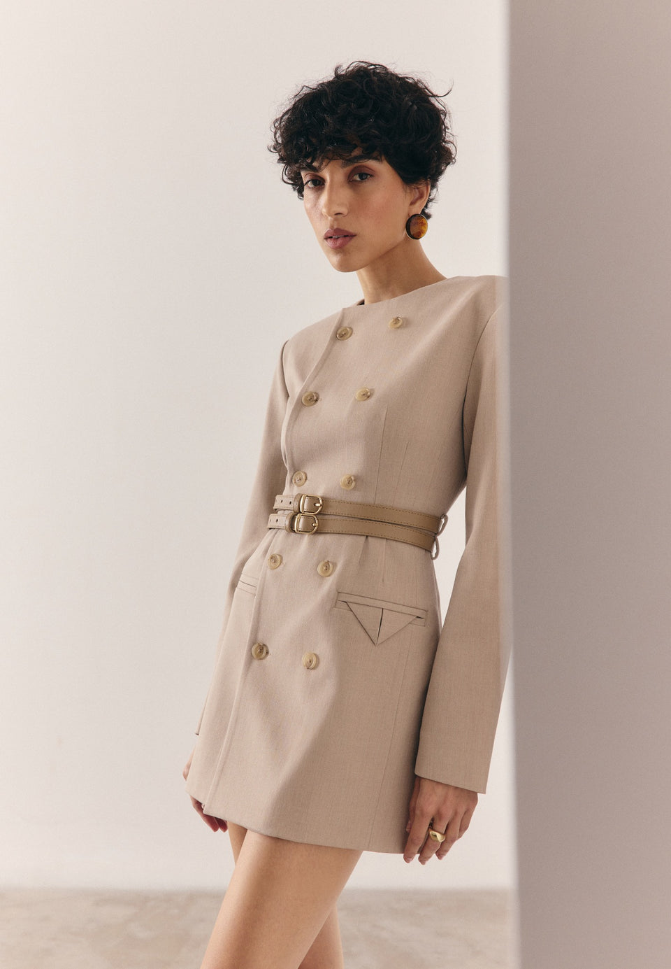 sierra-double-breasted-belted-blazer-dress-beige