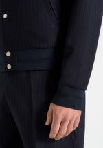 Savin - Pinstripe Bomber Jacket - Navy