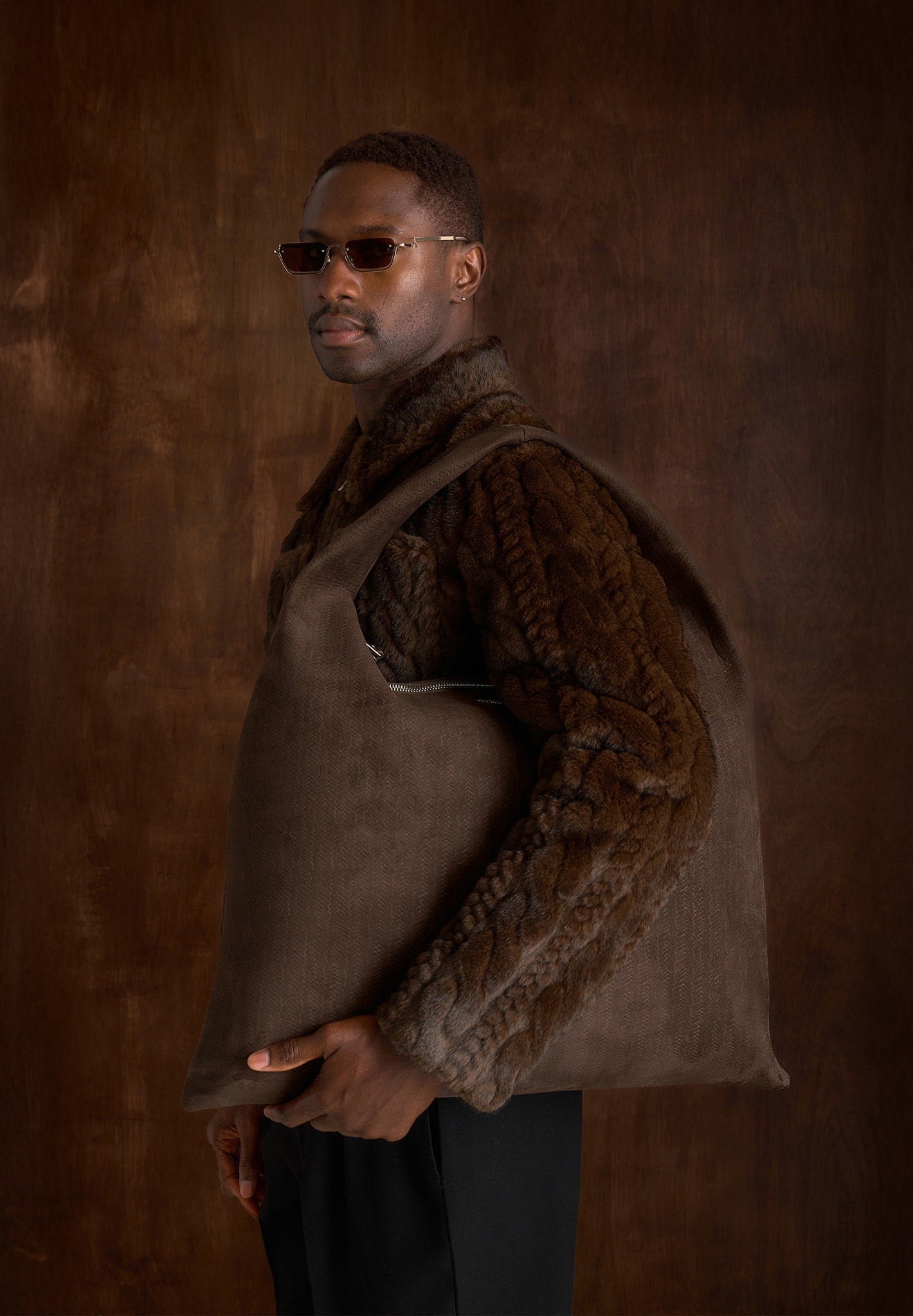 David - Plush Cable Embossed Jacket - Brown