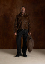 David - Plush Cable Embossed Jacket - Brown