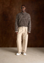 Darel - Speckled Knit Bomber Jacket - Brown