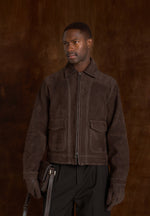 Vince - Suede Contrast Stitch Jacket - Brown