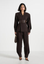 Sophie - Twist Leg Tailored Trousers - Brown