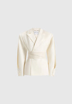 Marie - Twist Sleeve Tailored Blazer with Belt - Off White
