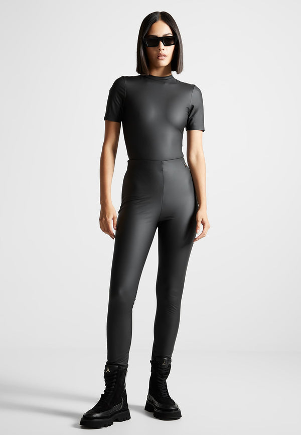 Matte Leather Leggings - Black