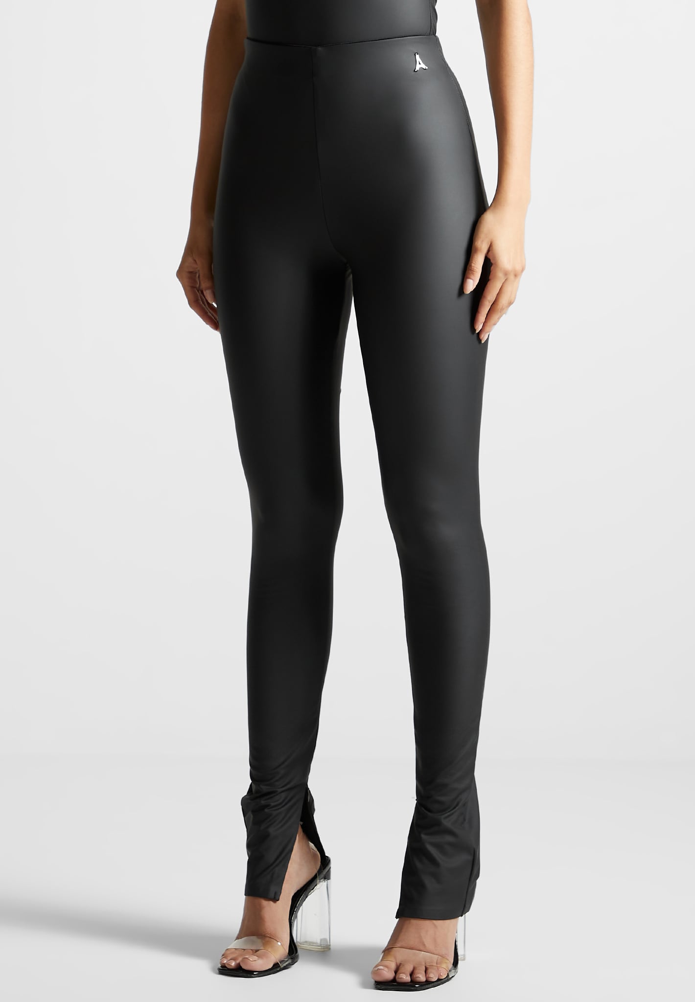 Matte Vegan Leather Leggings - Black