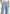 Anne - Denim High Waisted Boucle Cargo Pants - Mid Blue