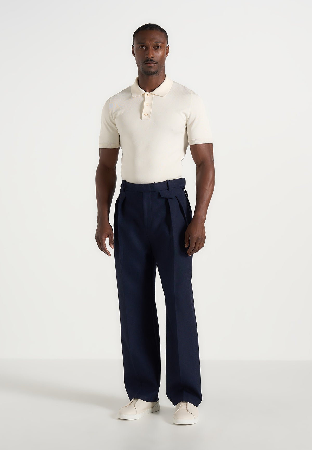 Pierre - Twin Pleat Tailored Trousers - Navy