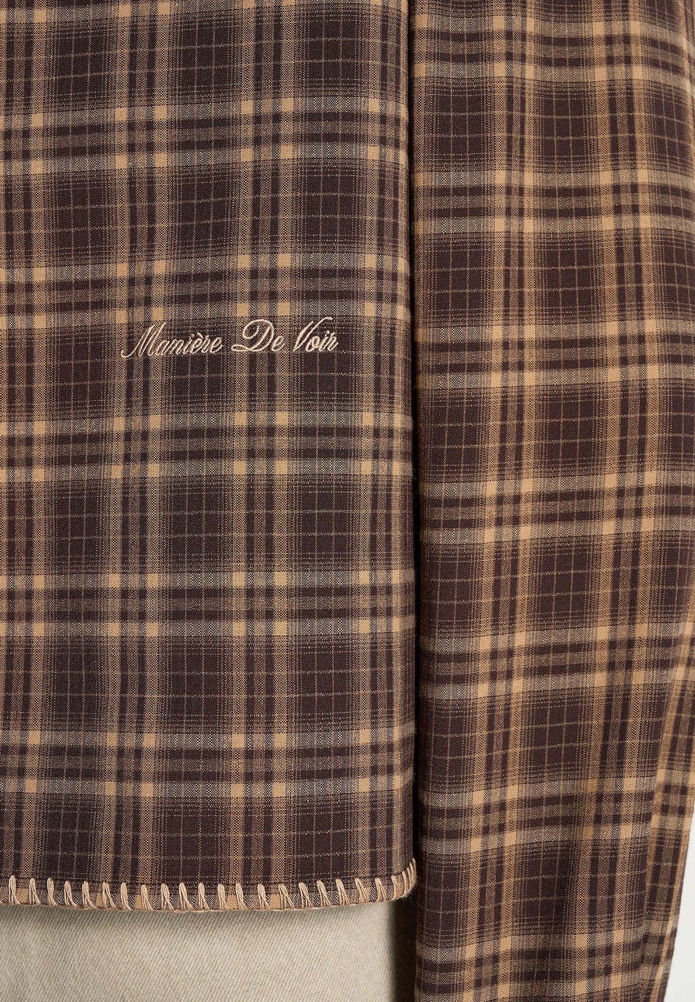 Blake - Unisex Whipstitch Check Shirt - Brown
