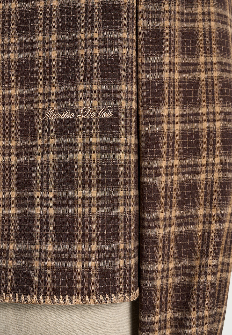 Blake - Unisex Whipstitch Check Shirt - Brown