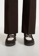 Diego - Suede & Crochet Penny Loafer - Brown/White