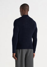 KW003 - Fitted Mock Neck Wool-Blend Jumper - Navy