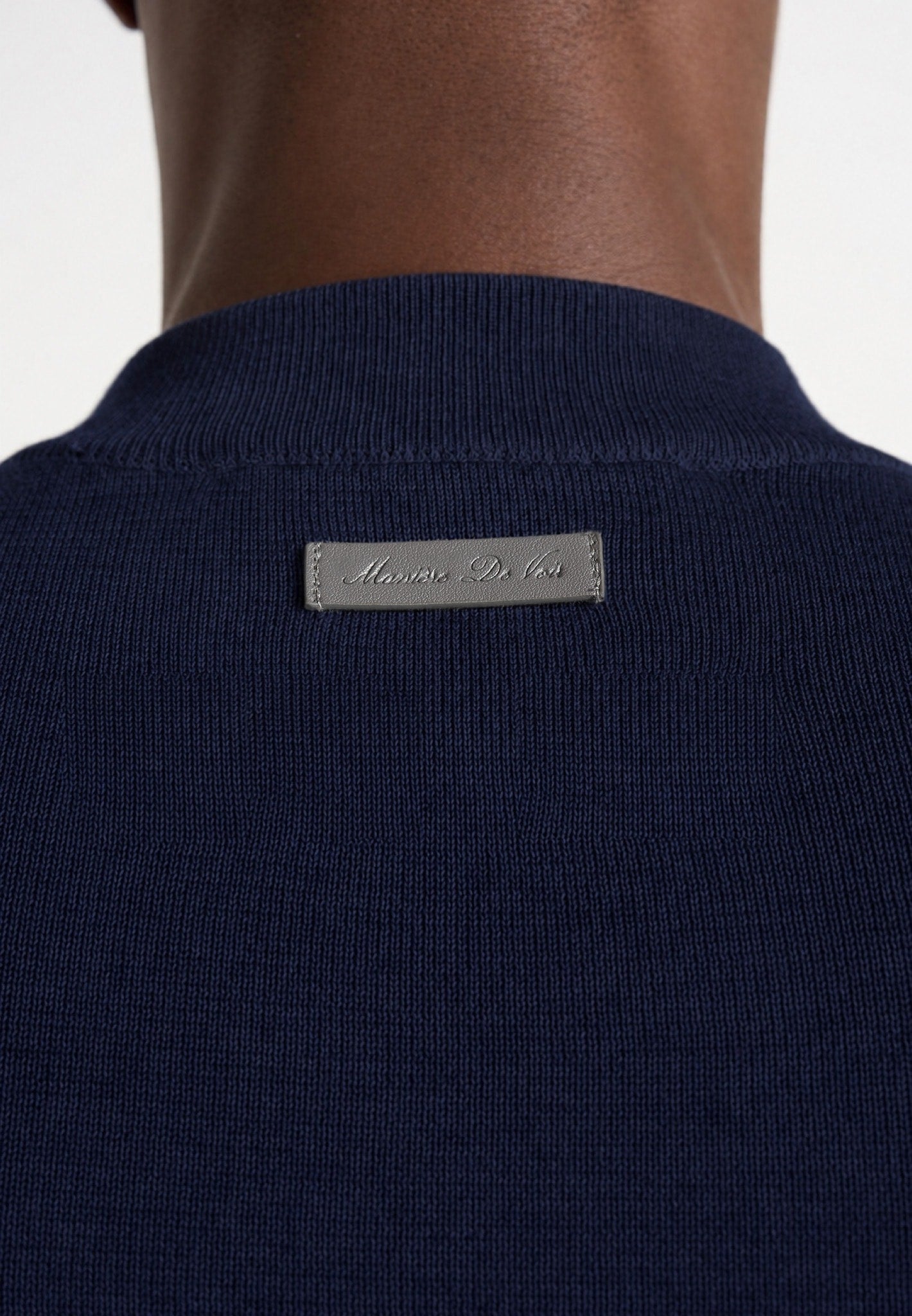 KW003 - Fitted Mock Neck Wool-Blend Jumper - Navy