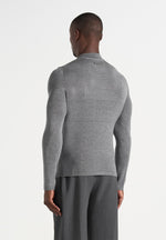 KW003 - Fitted Mock Neck Wool-Blend Jumper - Grey