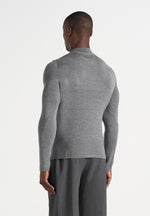 KW003 - Fitted Mock Neck Wool-Blend Jumper - Grey