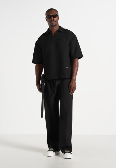 Joss - Boxy Signature Polo Shirt - Black