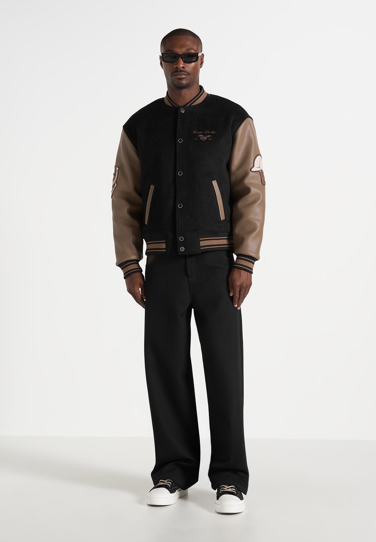 Amaury - Equestrian Wool-Blend Varsity Jacket - Black