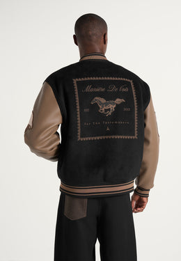 Amaury - Equestrian Wool-Blend Varsity Jacket - Black