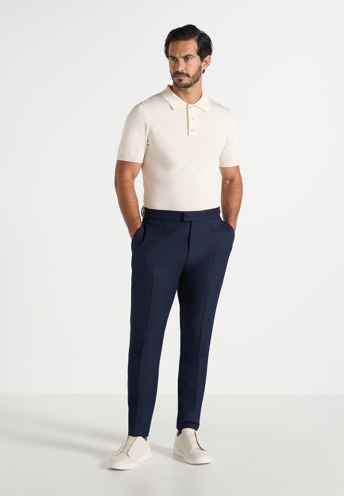 Hubert - Slim Fit Tailored Trousers - Navy