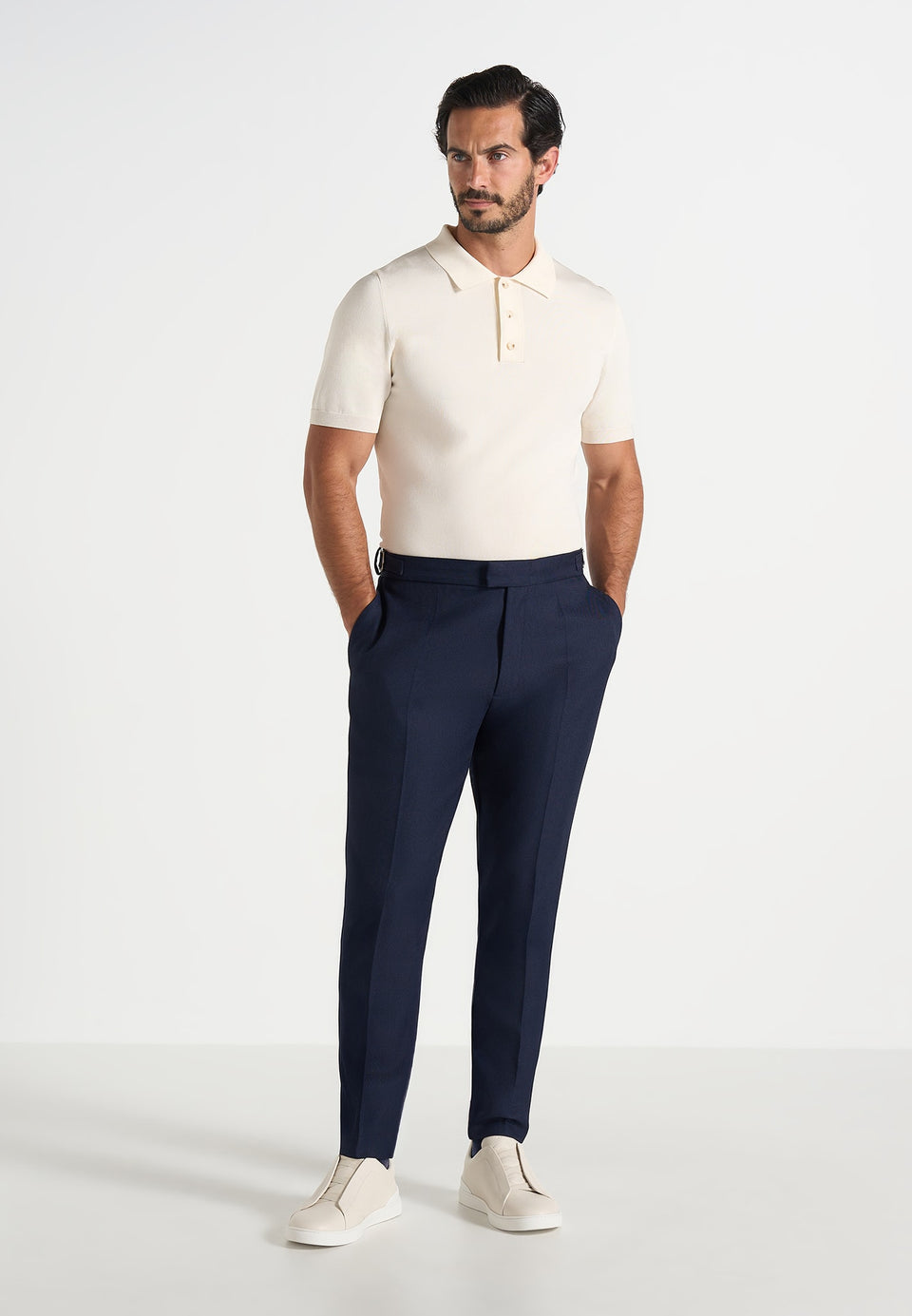Hubert - Slim Fit Tailored Trousers - Navy
