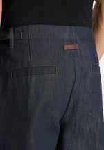Lior - Box Pleat Wide Leg Denim Jeans - Indigo