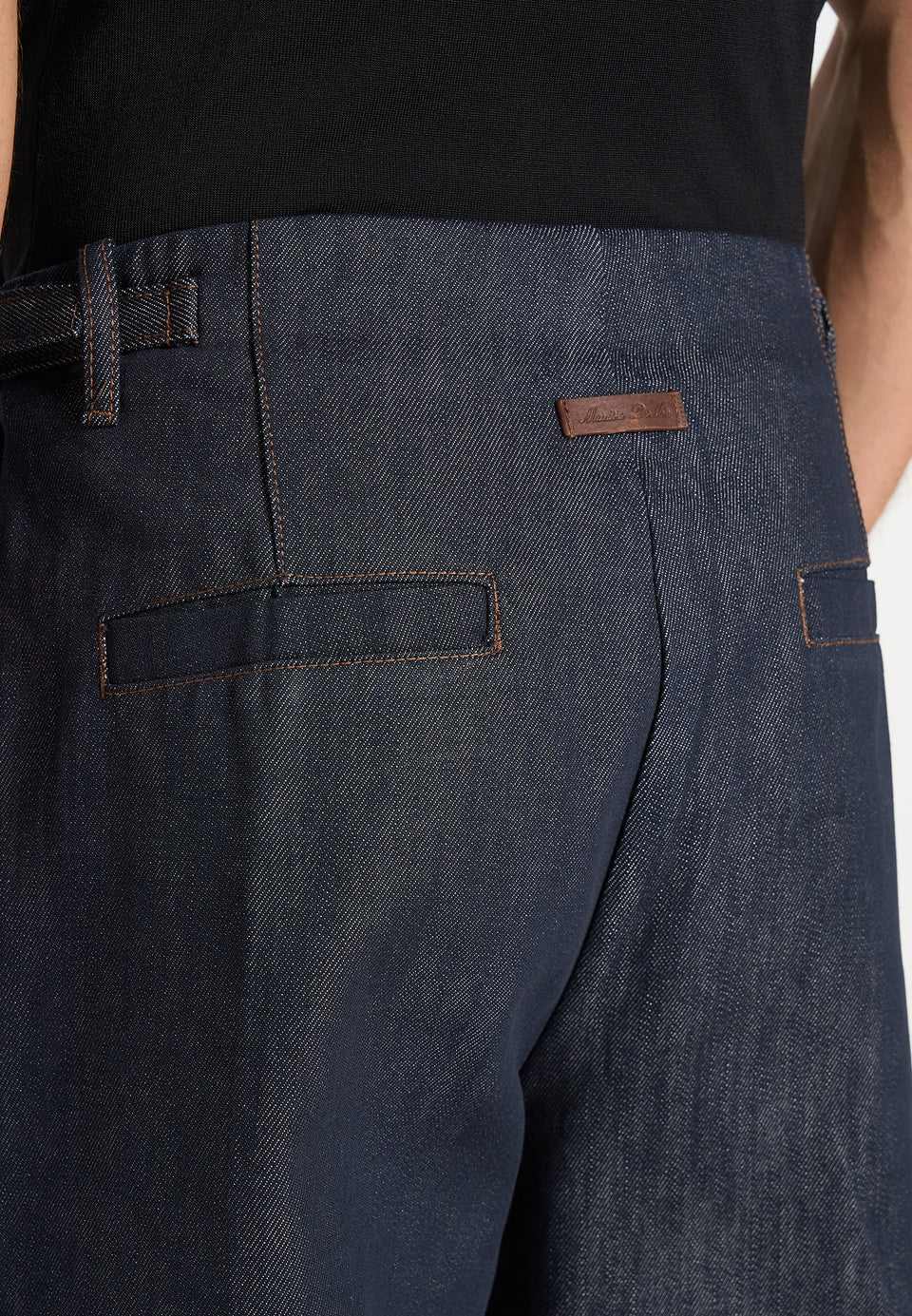 Lior - Box Pleat Wide Leg Denim Jeans - Indigo