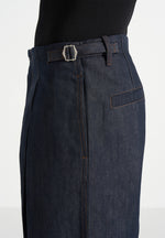 Lior - Box Pleat Wide Leg Denim Jeans - Indigo
