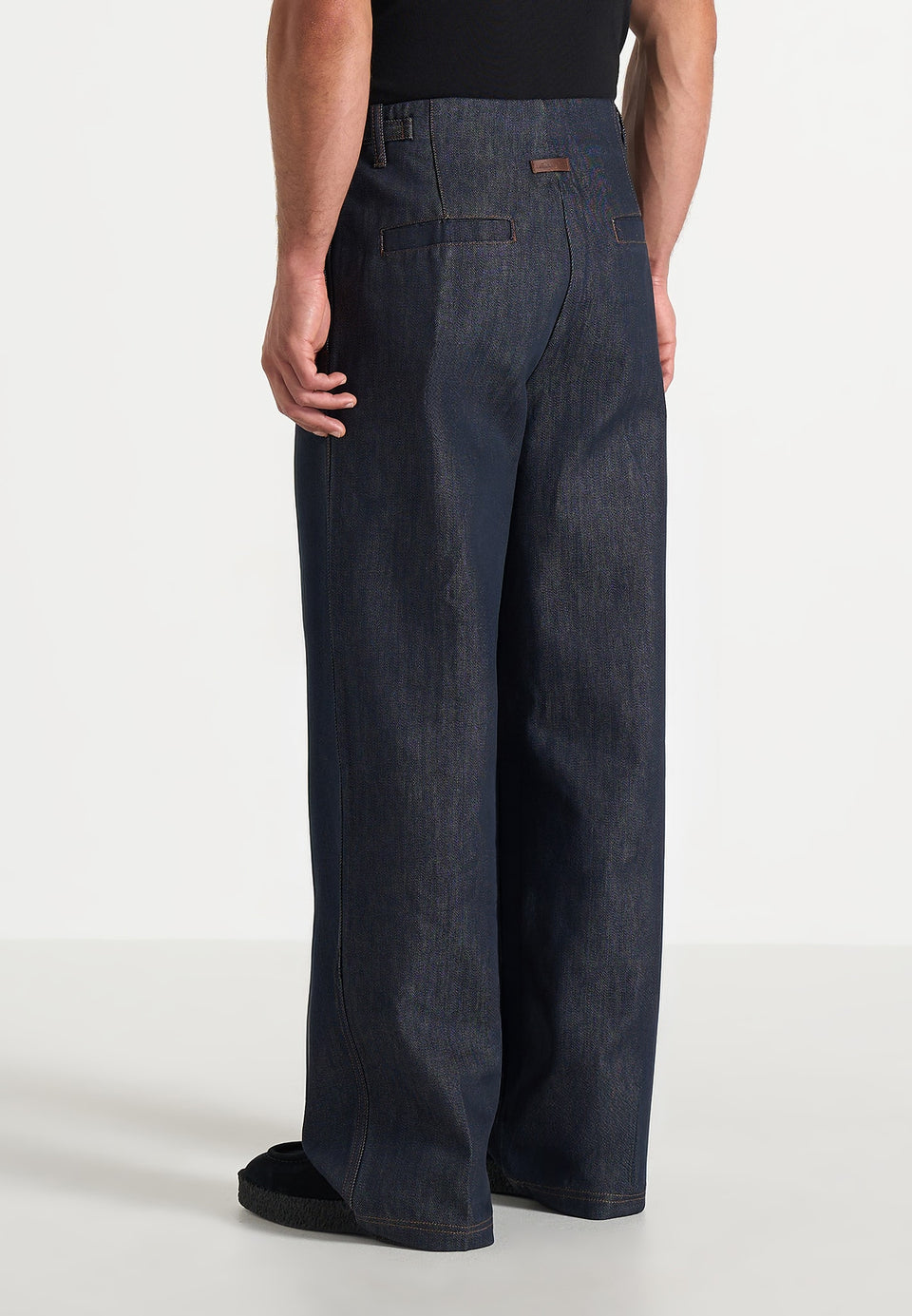 Lior - Box Pleat Wide Leg Denim Jeans - Indigo