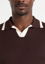 Lambert - Contrast Detail Knit Polo Shirt - Brown