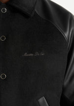 Olivier - Wool & Leather Raglan Varsity Jacket - Black