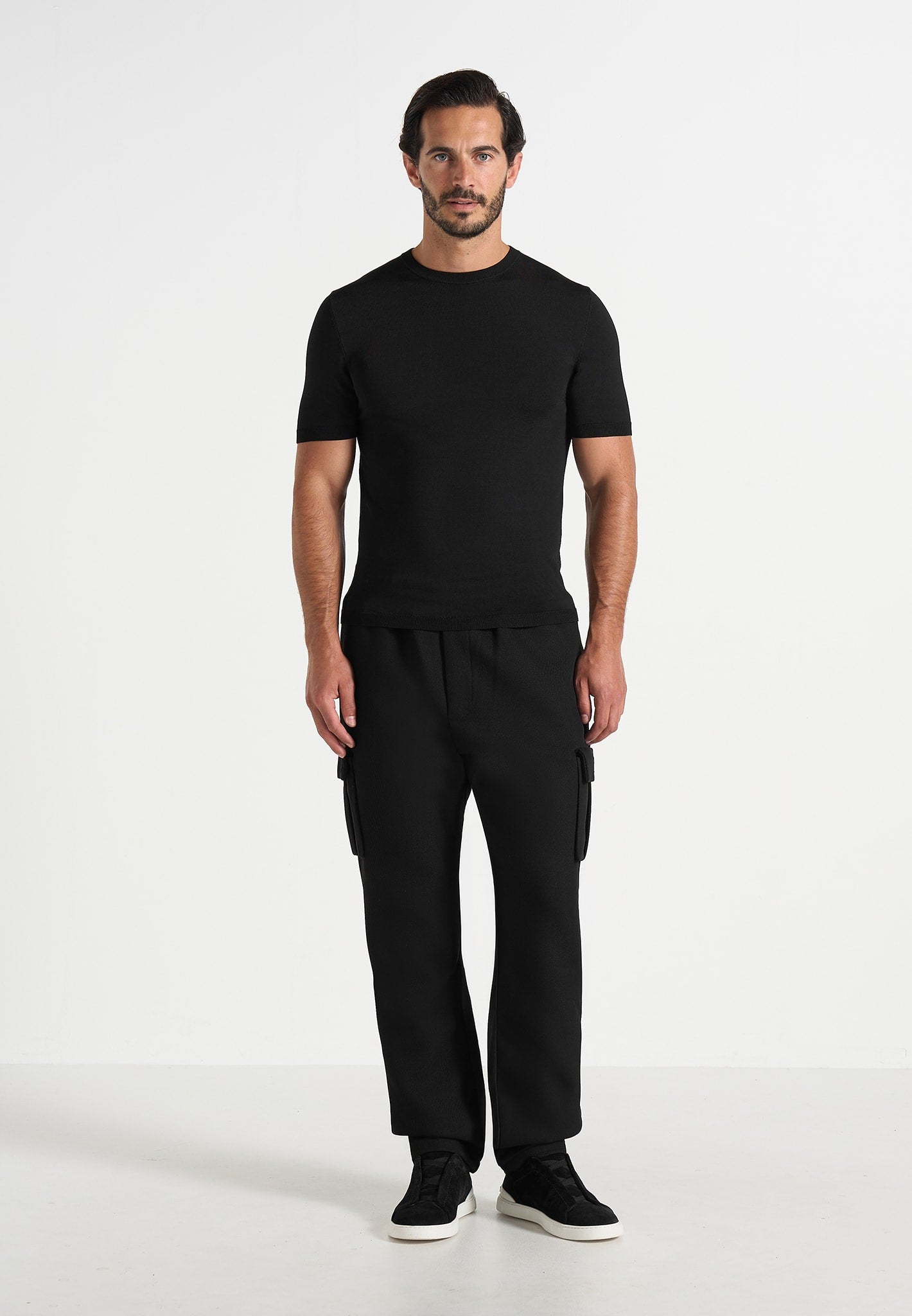 Twill Cargo Regular Fit Pants - Black