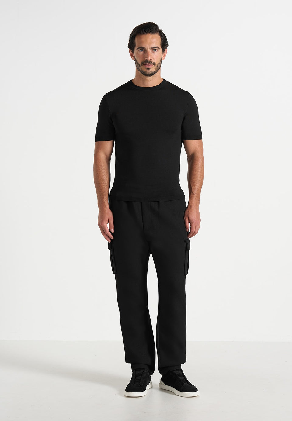 Twill Cargo Regular Fit Pants - Black