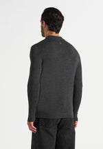 Merino Wool Long Sleeve Revere Polo Shirt - Grey