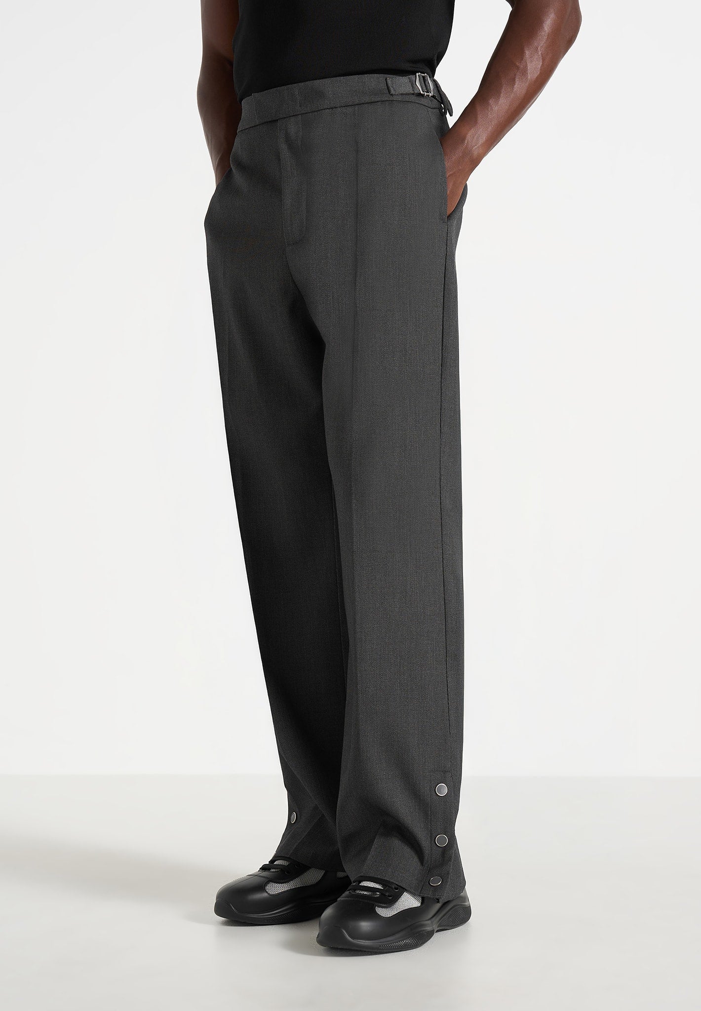 Boris - Tailored Button Cuff Trousers - Grey