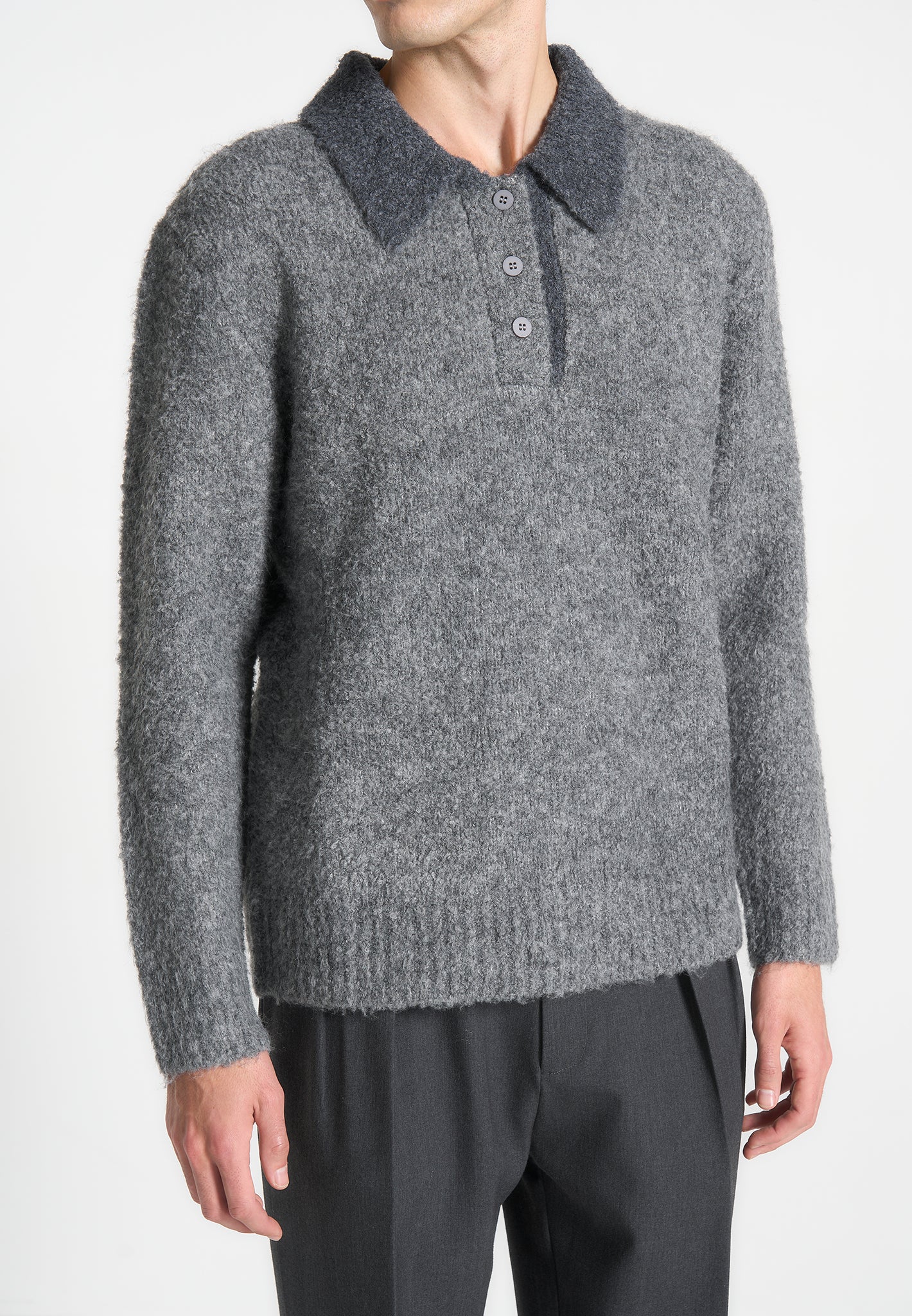 boucle-knit-contrast-polo-jumper-grey 
