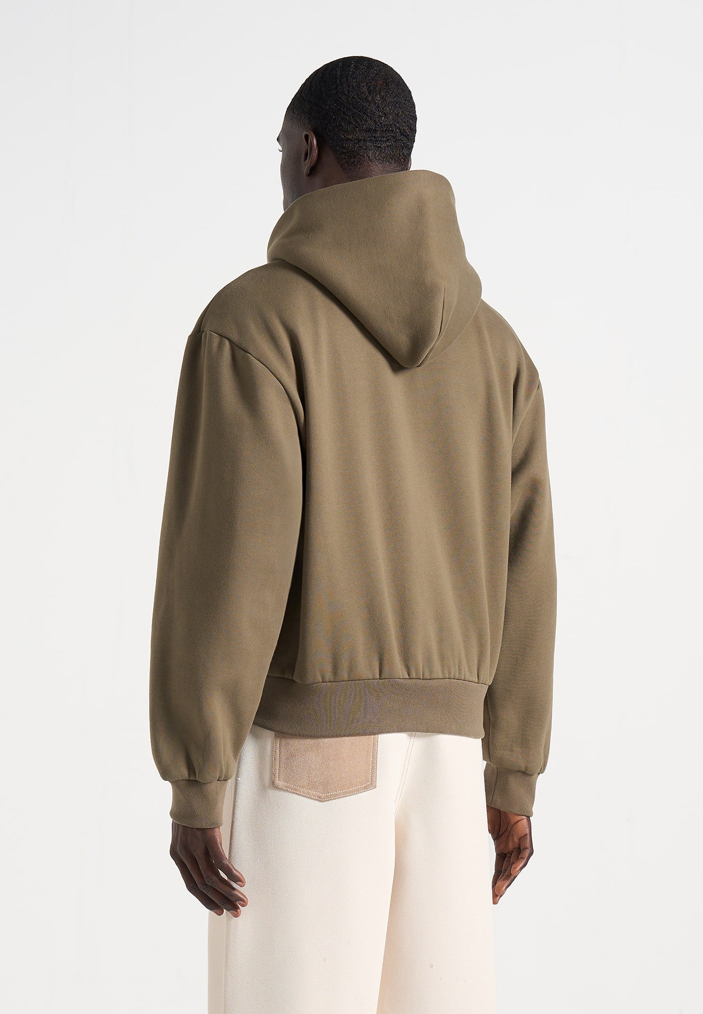 JS009 - Unisex Floral Eiffel Zip Hoodie - Olive