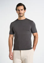 Ellis - Luxe Knitted T-Shirt - Charcoal