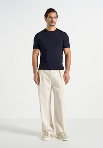 Ellis - Luxe Knitted T-Shirt - Navy