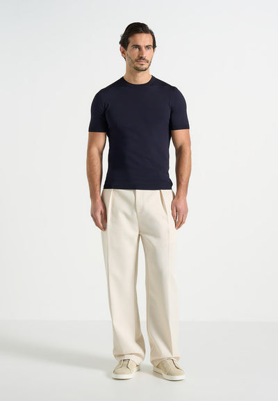 Ellis - Luxe Knitted T-Shirt - Navy