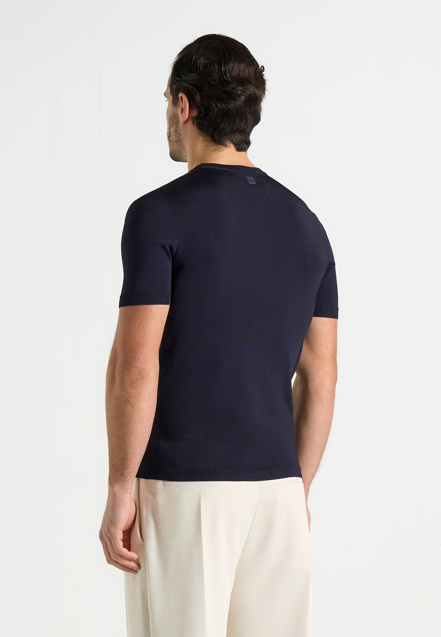 Ellis - Luxe Knitted T-Shirt - Navy