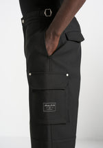 Mathis - Twill Signature Wide Leg Cargo Trousers - Black