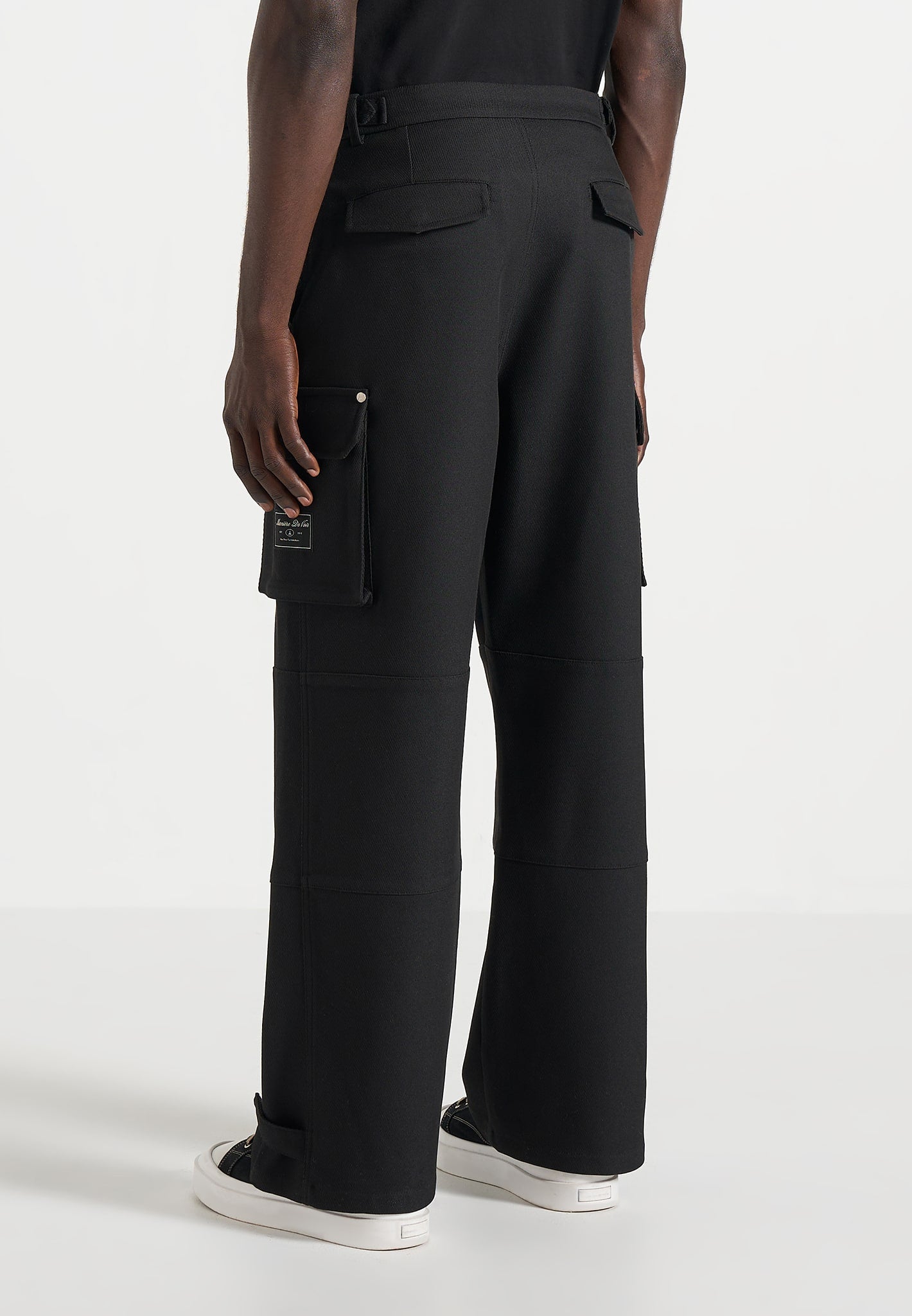 Mathis - Twill Signature Wide Leg Cargo Trousers - Black