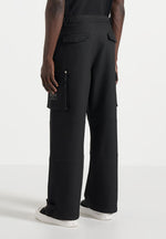 Mathis - Twill Signature Wide Leg Cargo Trousers - Black