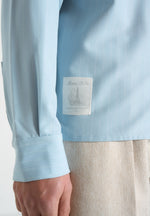 Arlo - Pinstripe Cropped Long Sleeve Shirt - Blue