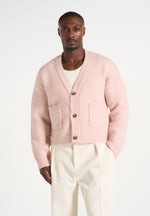 Charlie - Unisex Knitted Cardigan - Pale Pink