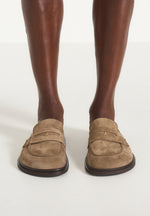 Sidney - Men's Suede Loafer Mules - Taupe