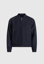 Leandro - Pinstripe Wool Bomber Jacket - Navy