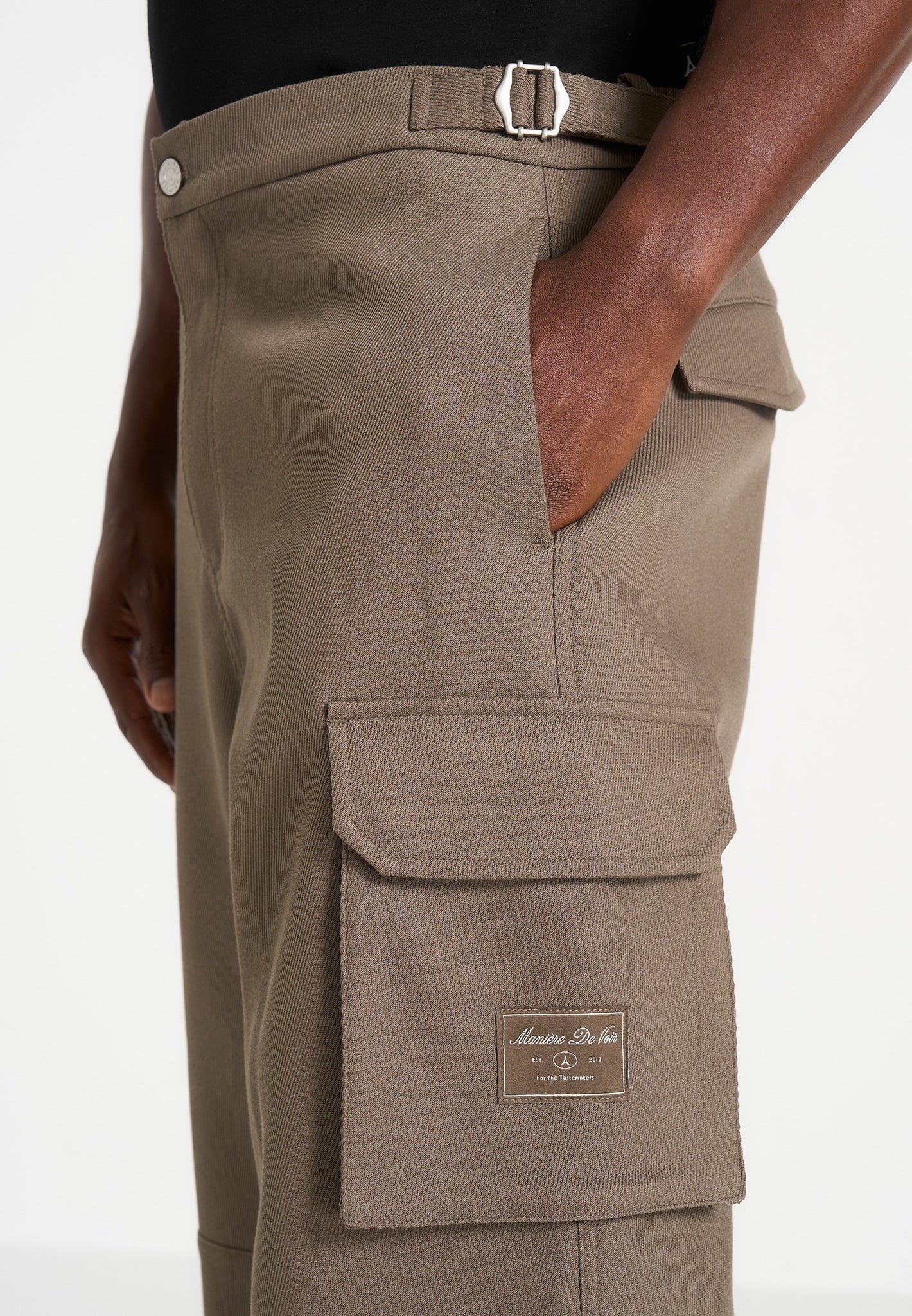 Mathis - Twill Signature Wide Leg Cargo Trousers - Olive